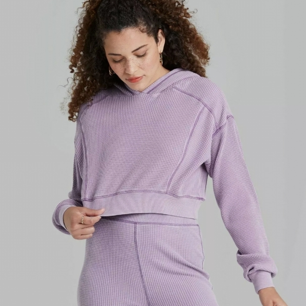Women's Cropped Waffle Hoodie - Wild Fable